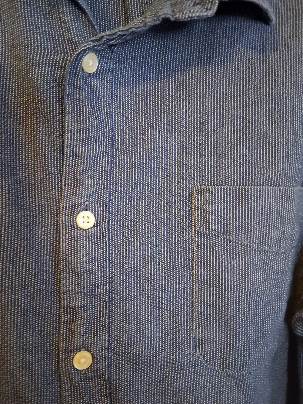 J. Crew Mercantile Blue Pin Striped Button Up Mens Shirt SZ XXL